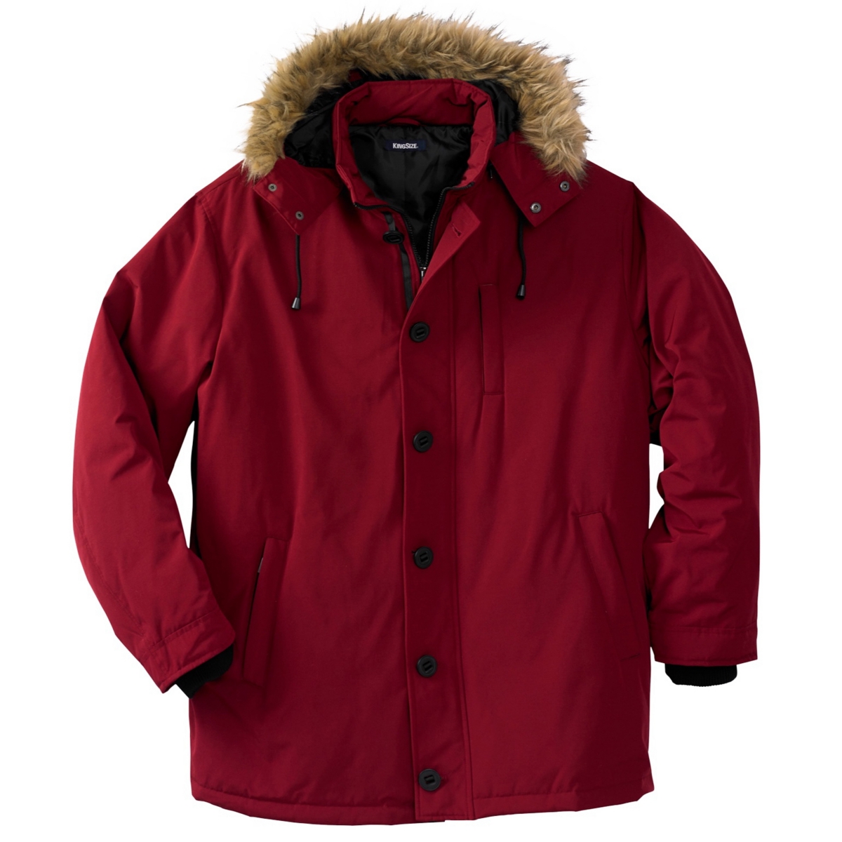 Big & Tall Arctic Down Parka With Detachable Hood And Insulated Cuffs - Rich burgundy