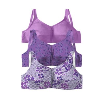 Women's 3-Pack Front-Close Cotton Wireless Bra