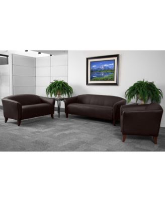 Leathersoft Reception/Living Room Loveseat With Cherry Wood Feet