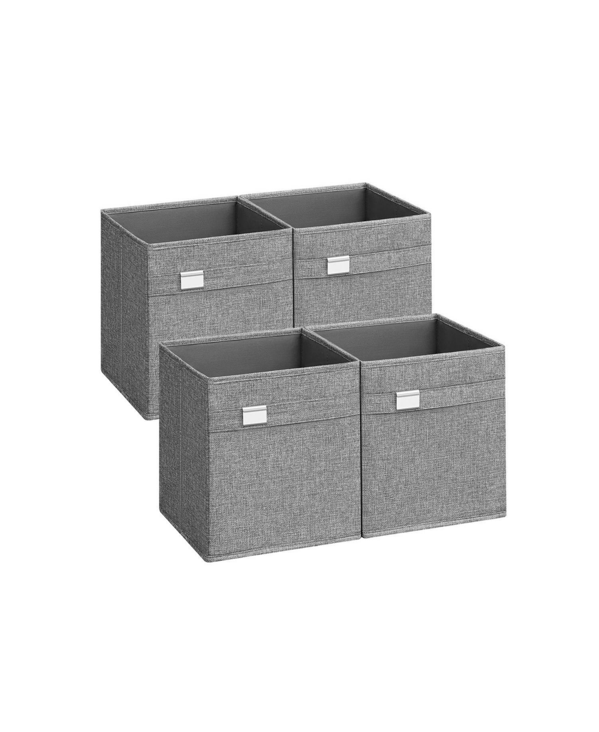 Storage Cubes, Set of 4 Cube Storage Bins, 2 Handles, Oxford Fabric and Linen-Look Fabric, Washable, Foldable, Metal Label Holders - Beige