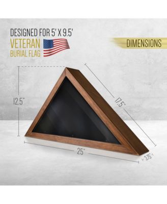 Rustic Flag Case - Solid Wood Military Flag Display Case For 9.5 X 5 American Veteran Burial Flag, Wall Mounted Burial Flag Frame