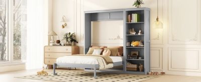 Queen Size Murphy Bed Wall Bed with Shelves