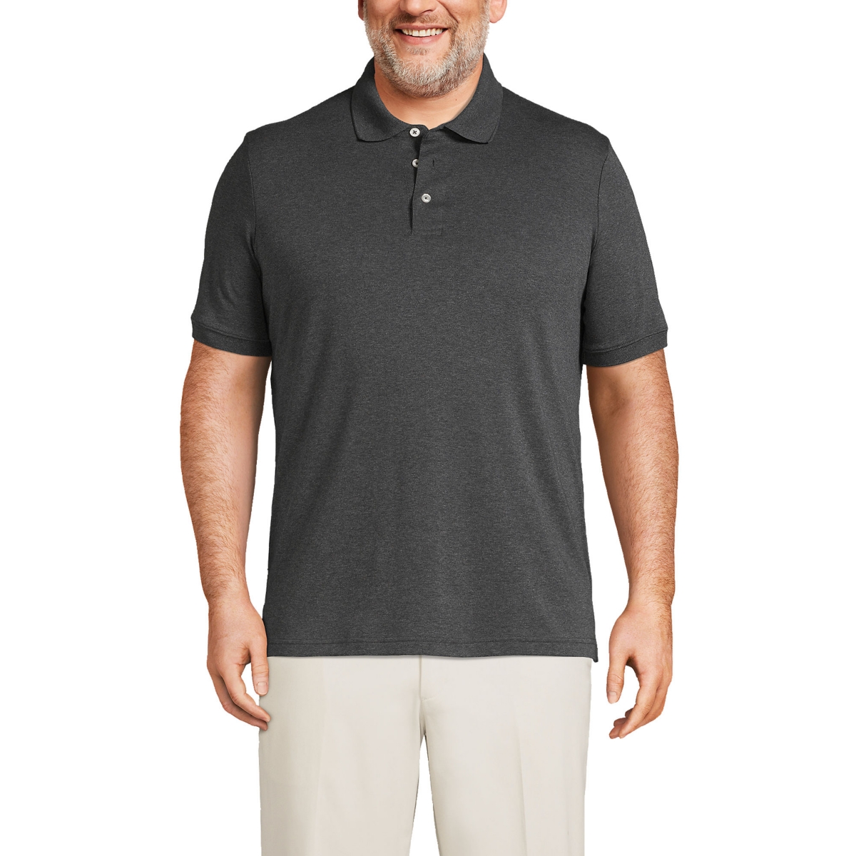 Big & Tall School Uniform Short Sleeve Cotton Supima Polo Shirt - Dark charcoal heather