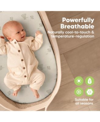 Bassinet Sheet for Baby Girls, Boys, 2-Pack Isla Fitted Bassinet Sheets, Bassinet Mattress Sheets