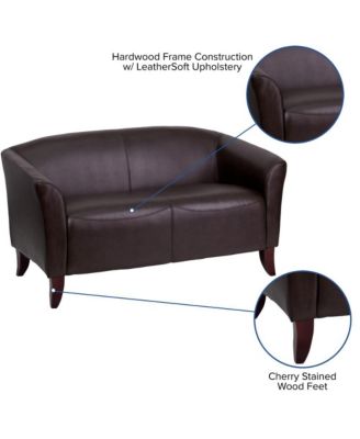 Leathersoft Reception/Living Room Loveseat With Cherry Wood Feet
