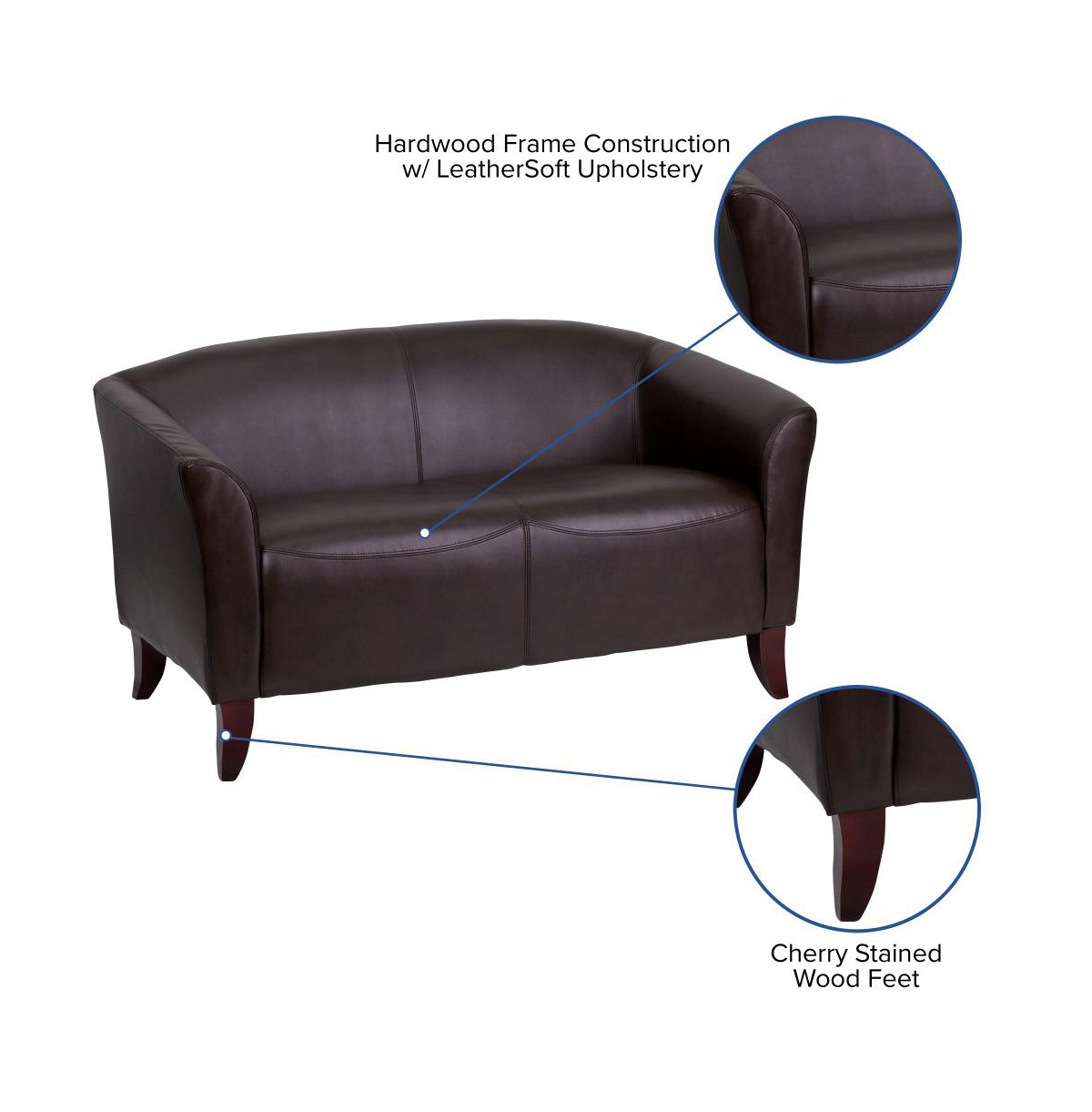 Emma+Oliver Leathersoft Reception/Living Room Loveseat With Cherry Wood Feet