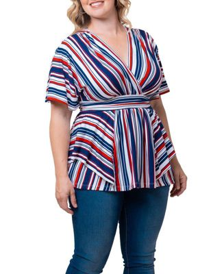 Plus Size Boulevard Short Sleeve Stripe Top