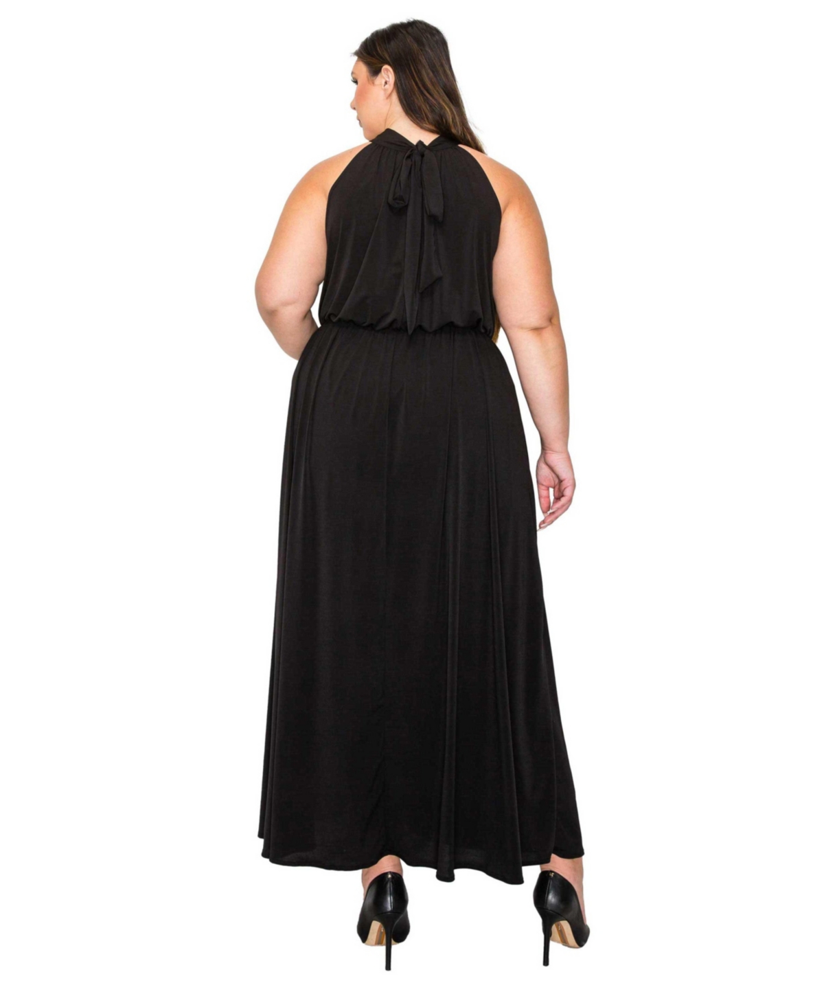 L I V D Plus Size Alexis Halter Neck Maxi Dress