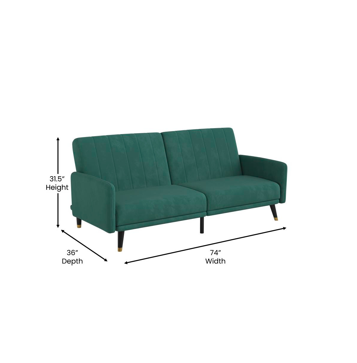Merrick Lane Pavan Mid Century Modern Split-Back Sofa Futon With 3 Recline Positions