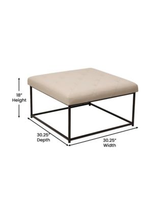 Almas 30-Inch Square Tufted Ottoman With Durable Metal Frame