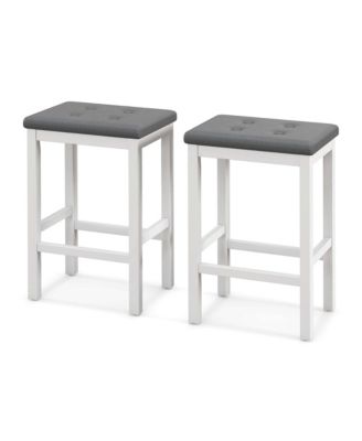 Set of 2 Rubber Wood Bar Stools 24" Counter Height Stool with Padded Seat