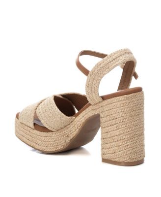 Women's Heeled Jute Platform Sandals By XTI