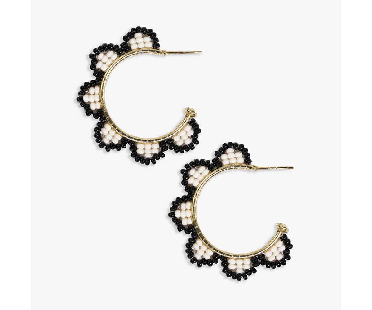 Ink + Alloy Luna Beaded Scallop Gold Hoop - Pink