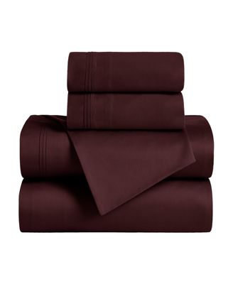 650-TC Egyptian Cotton 4 Piece Solid Deep Pocket Sheet Set, Super Queen