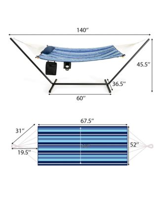 Swing Hammock Chair Set Hanging Bed w/ Heavy-Duty Steel Stand Cup Holder