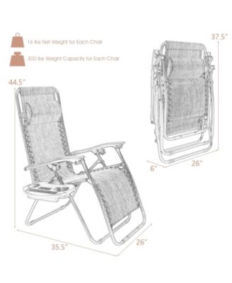 2 Pieces Folding Lounge Chair with Zero Gravity