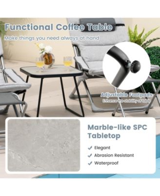 SUGIFT 5-Piece Patio Sling Chair Set Folding Lounge Chairs with Footrests and Coffee Table