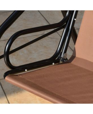 3 Seat Outdoor Patio Canopy Swing with Cushioned Steel Frame