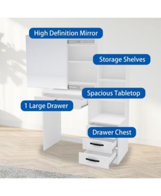 White Vanity Table Set Makeup Dressing Table