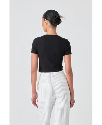 Women's Cropped Bustier Short Sleeve T Shirt