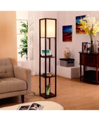 Maxwell LED Shelf Floor Lamp with USB Port, Outlet and Wireless Charging Pad (63"), Bulb Included