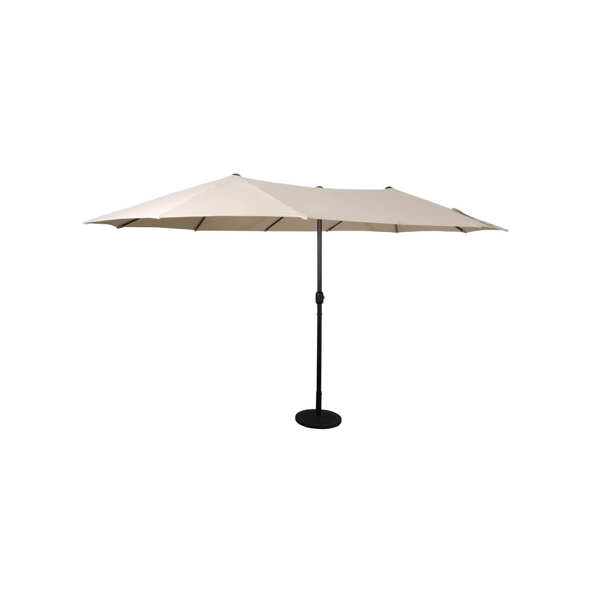 Evanston 15 Ft Triple Head Umbrella for Patio Use with Crank Handle, and Easy Lift Function - Gray