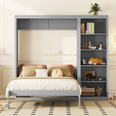 Queen Size Murphy Bed Wall Bed with Shelves