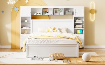 Streamdale Wooden Queen Bed with Cabinetry and Outlets