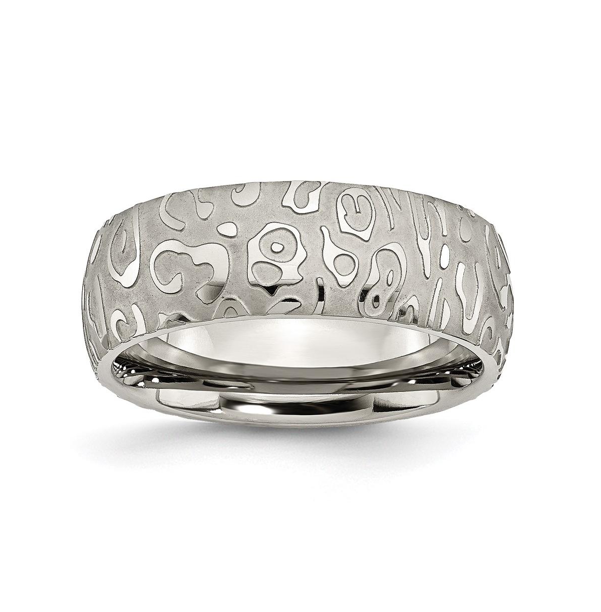 Titanium Brushed and Polished Textured Wedding Band Ring - Grey