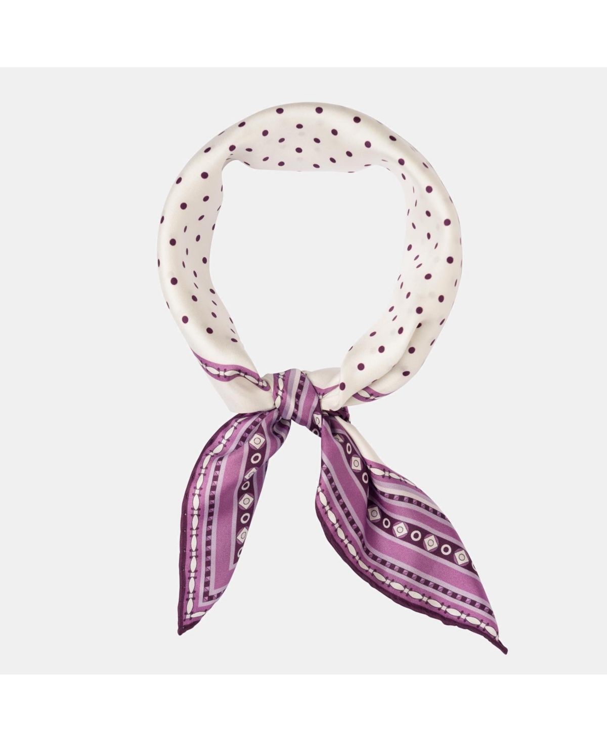 Elizabetta Men's Verona - Hand Rolled Silk Neckerchief for Men - White and Lilac