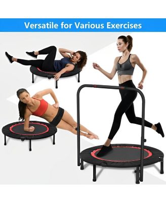 40 Inch Mini Exercise Trampoline Foldable with Adjustable Handle Max Load 440lbs for Adults or Kids
