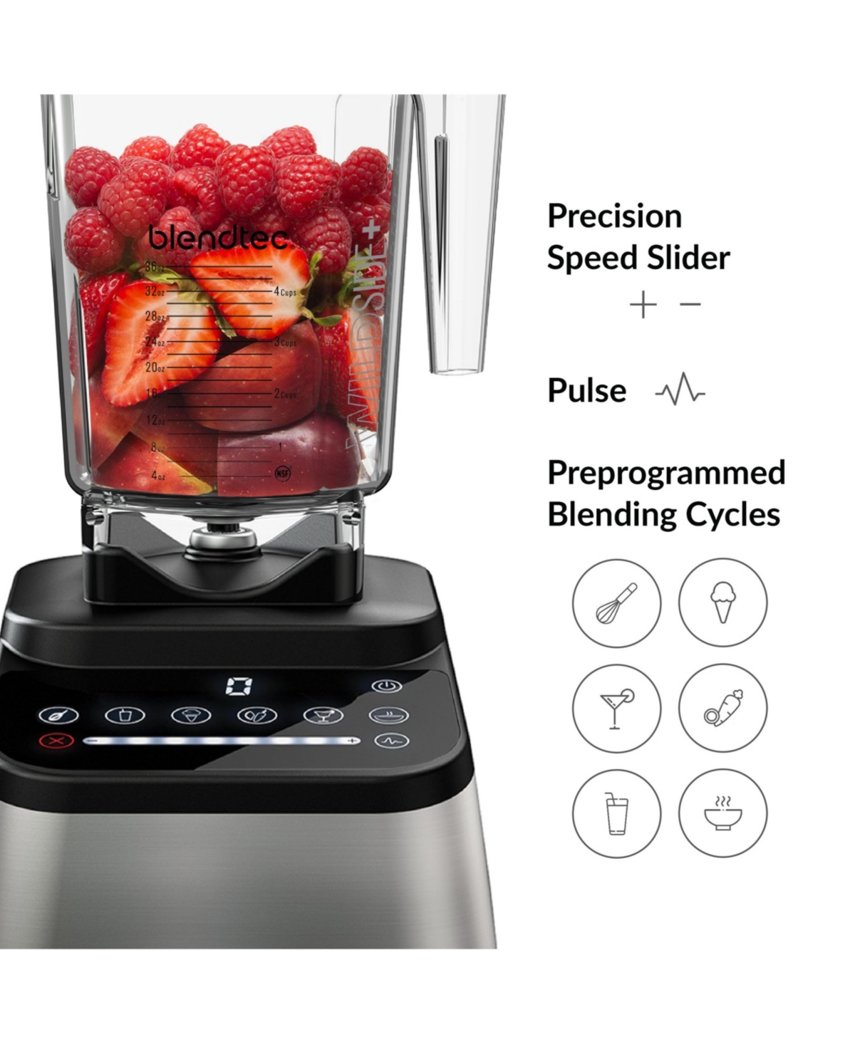 Blendtec Designer Series Blender with 90 oz WildSide+ Jar and 34 oz Go Travel Bottle - Kitchen Blender Bundle -- Black