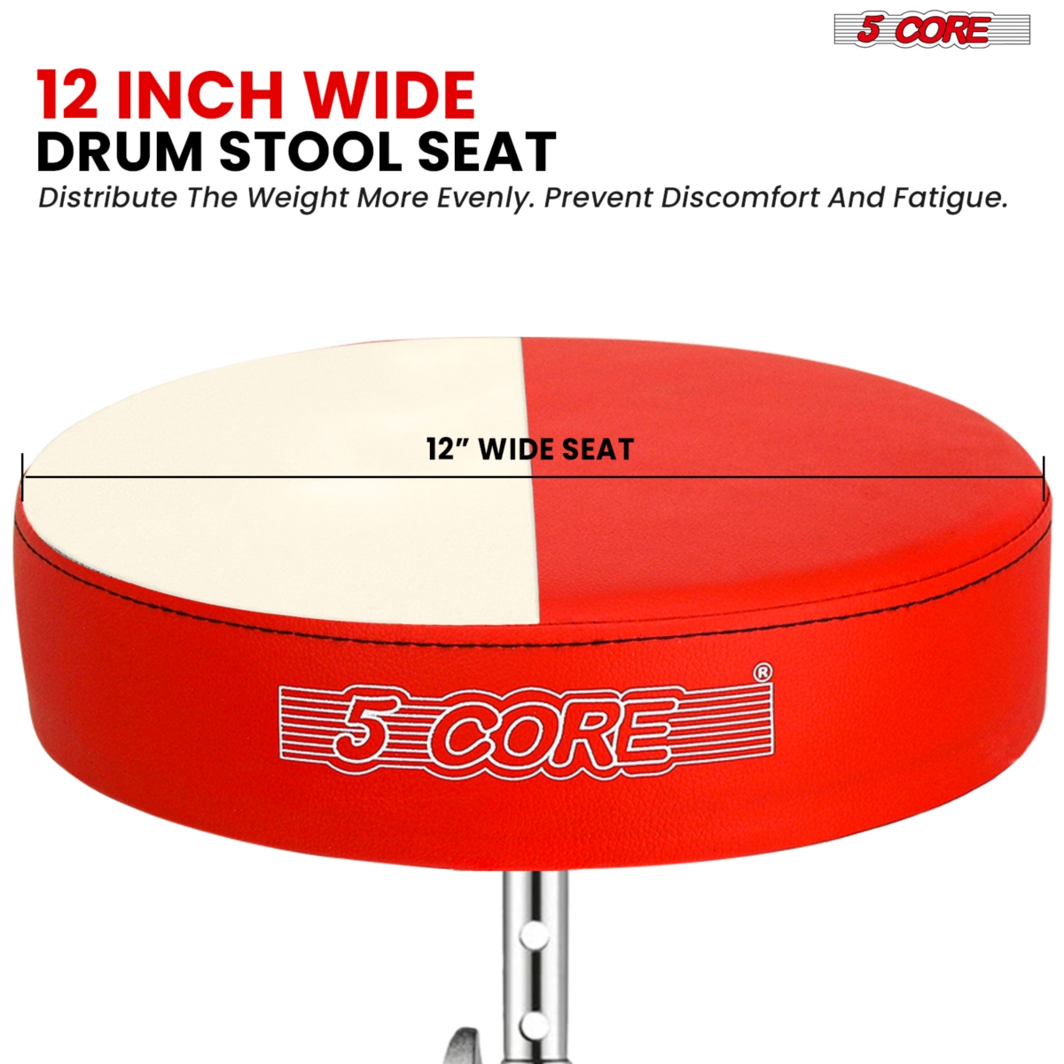 5 Core Drum ThroneHeight Adjustable Guitar Stool Thick Padded Memory Foam Dj Chair Seat - Ds Ch- Red
