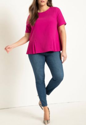 Women's Plus Size Pleated Hem Top