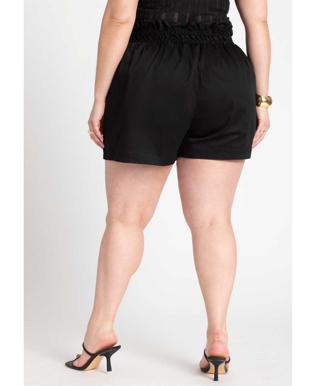 Eloquii Plus Size Ruffle Waist Shorts With Tie