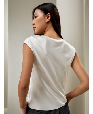 Women's Silk Charmeuse Cowl Neck Top