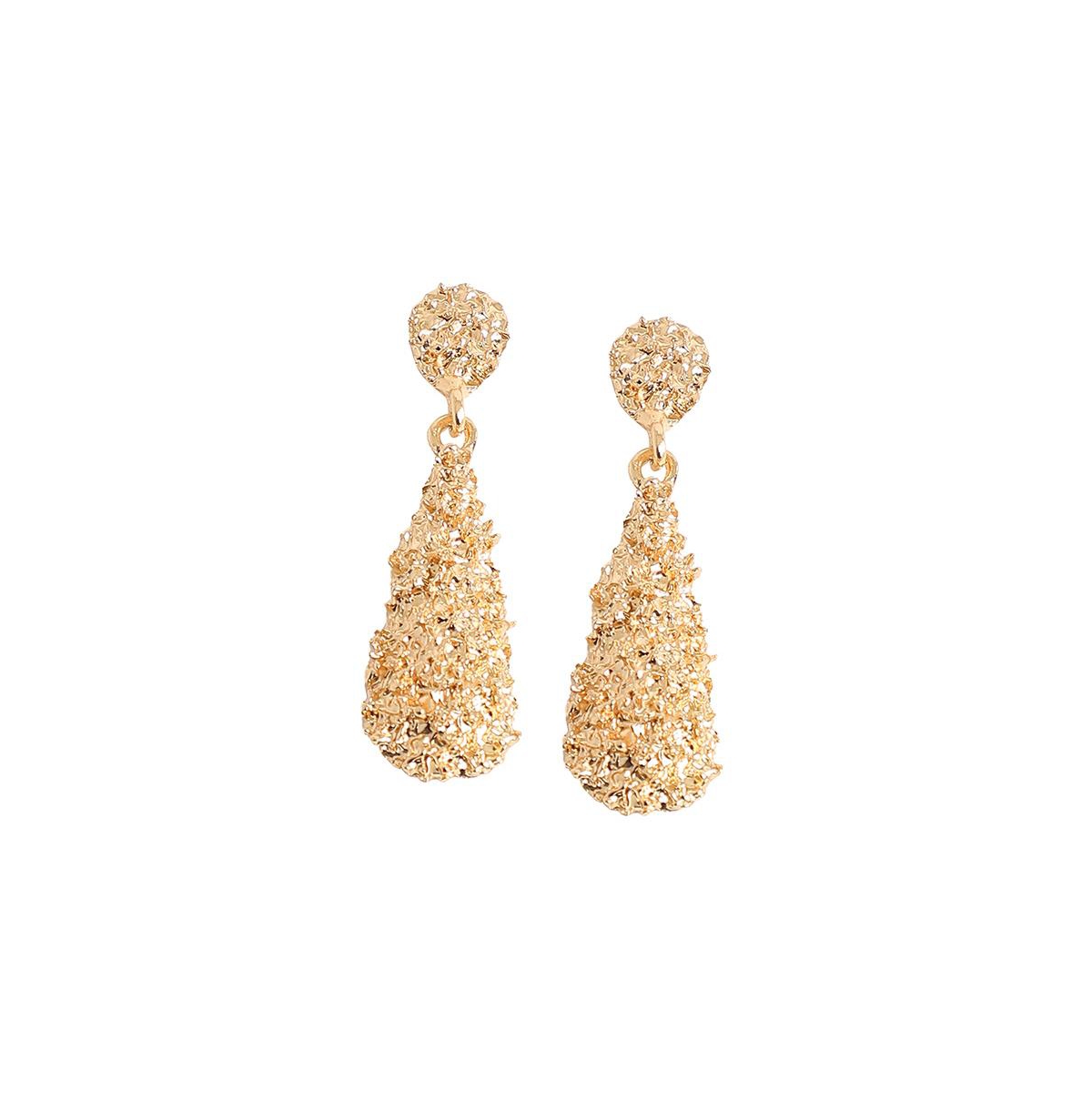 Women's White Corroded Drop Earrings - Gold