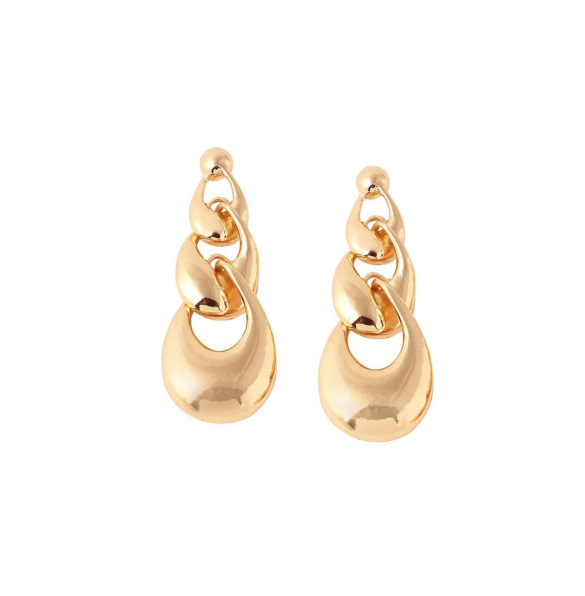 Women's White Chainlink Drop Earrings - Gold
