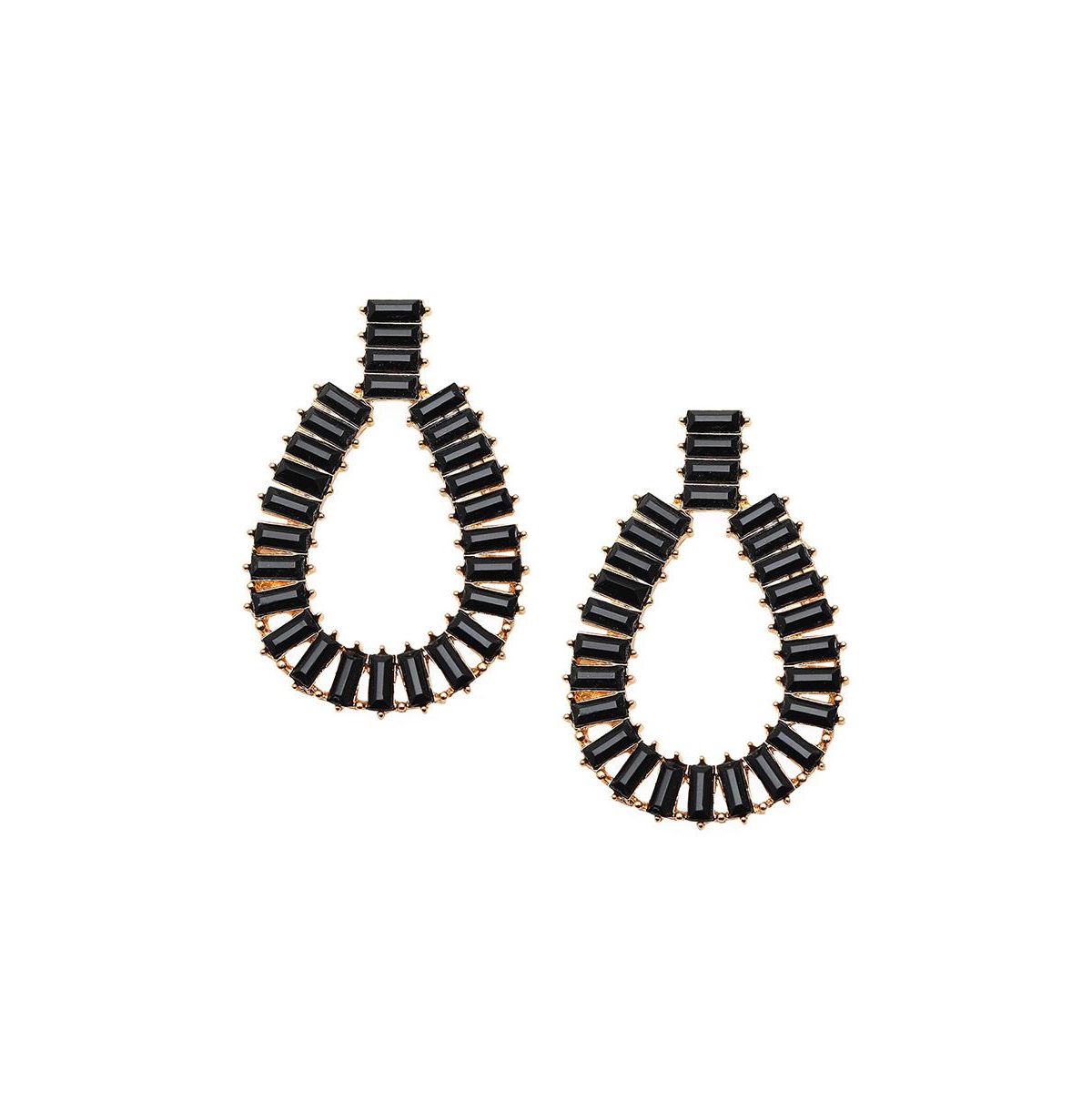 Sohi Women's Lined Drop Earrings In Black