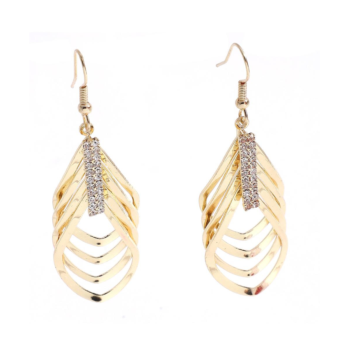 Sohi Women's Silver Ripple Drop Earrings In Gold