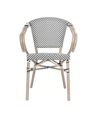 Mael Set Of Two Stacking Thonet Bistro Style Chair With Arms, Textilene Seat, And Bamboo Finished Metal Frame For Indoor/Outdoor Use