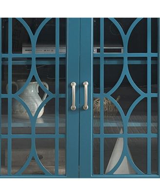 63" TV Stand, Storage Buffet Cabinet, Sideboard With Glass Door And Adjustable Shelves