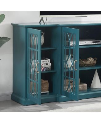 63" TV Stand, Storage Buffet Cabinet, Sideboard With Glass Door And Adjustable Shelves