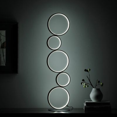 Streamdale 38.5" In Else Nordic 5-Ring Shaped Matte Black LED Metal Table Lamp