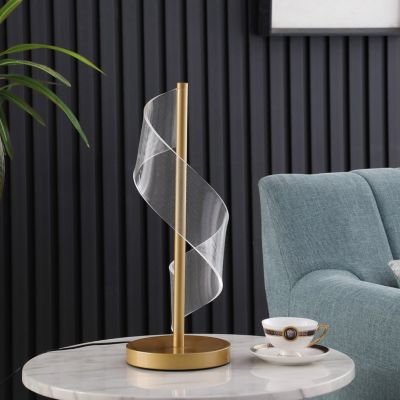 18.75" In Dinamo Modern" S" Wave Swirl Acrylic LED Brushed Gold Table Lamp