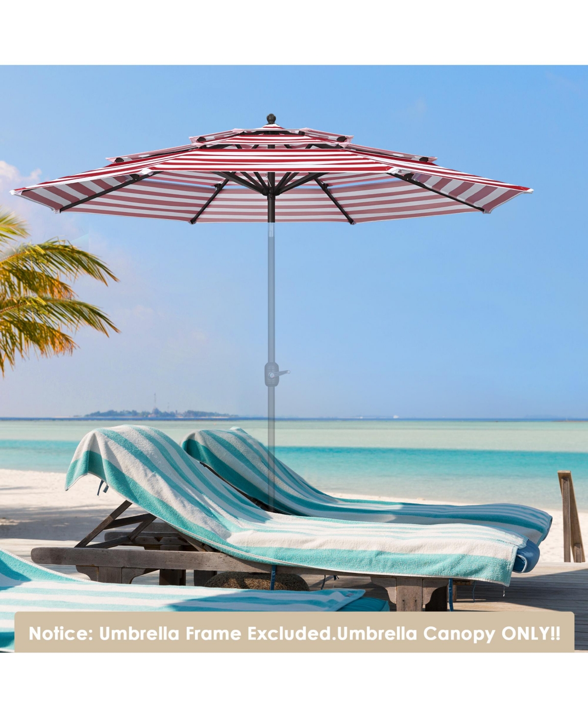 9 Ft 3-Tier Patio Umbrella Replacement Canopy Market Table Top Sunshade Cover