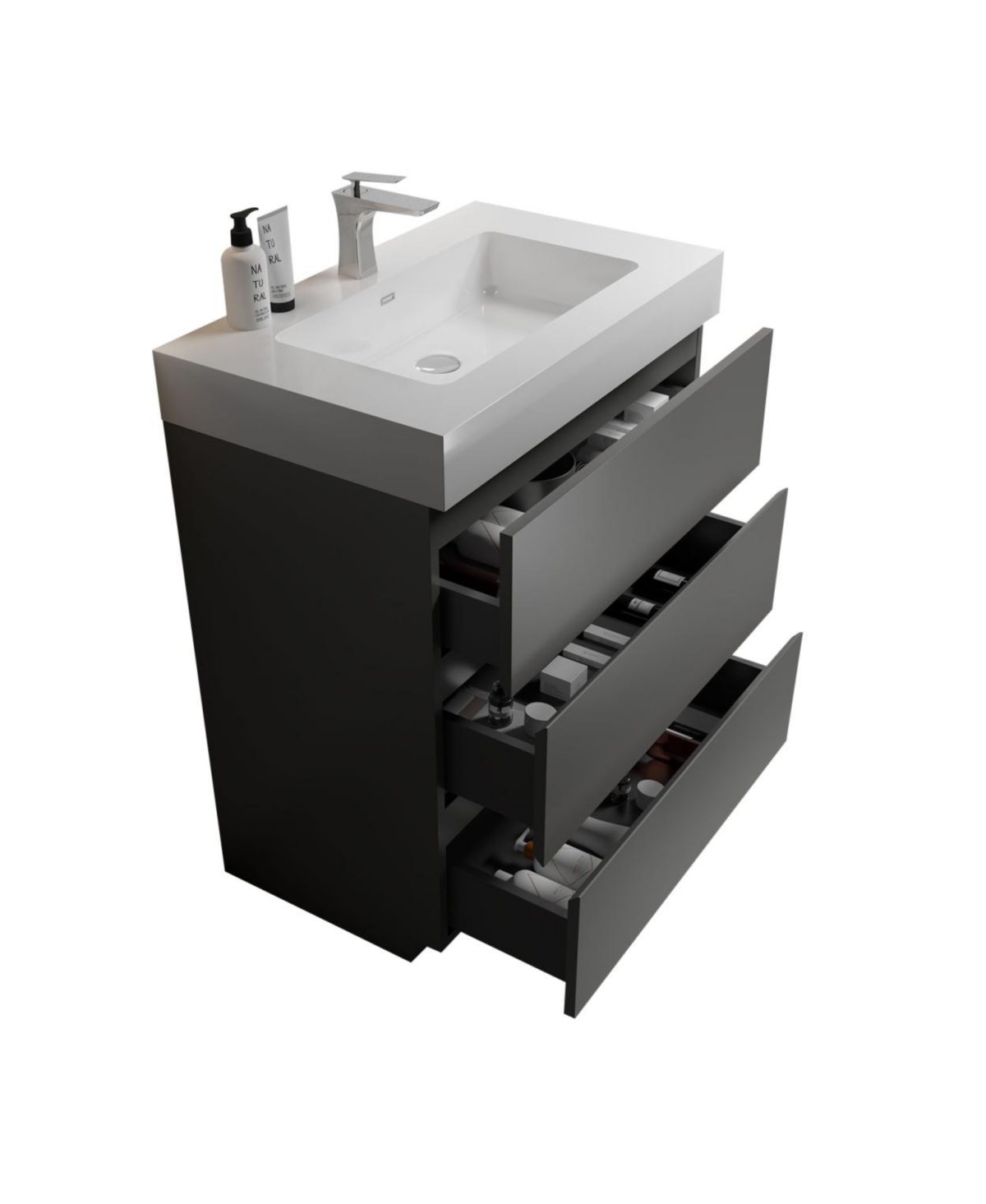 Alice 30" Gray Bathroom Vanity With Sink And Storage - Grey