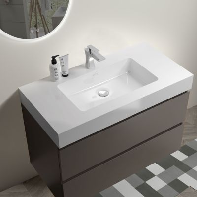 36" Gray Bathroom Vanity with Sink & Storage