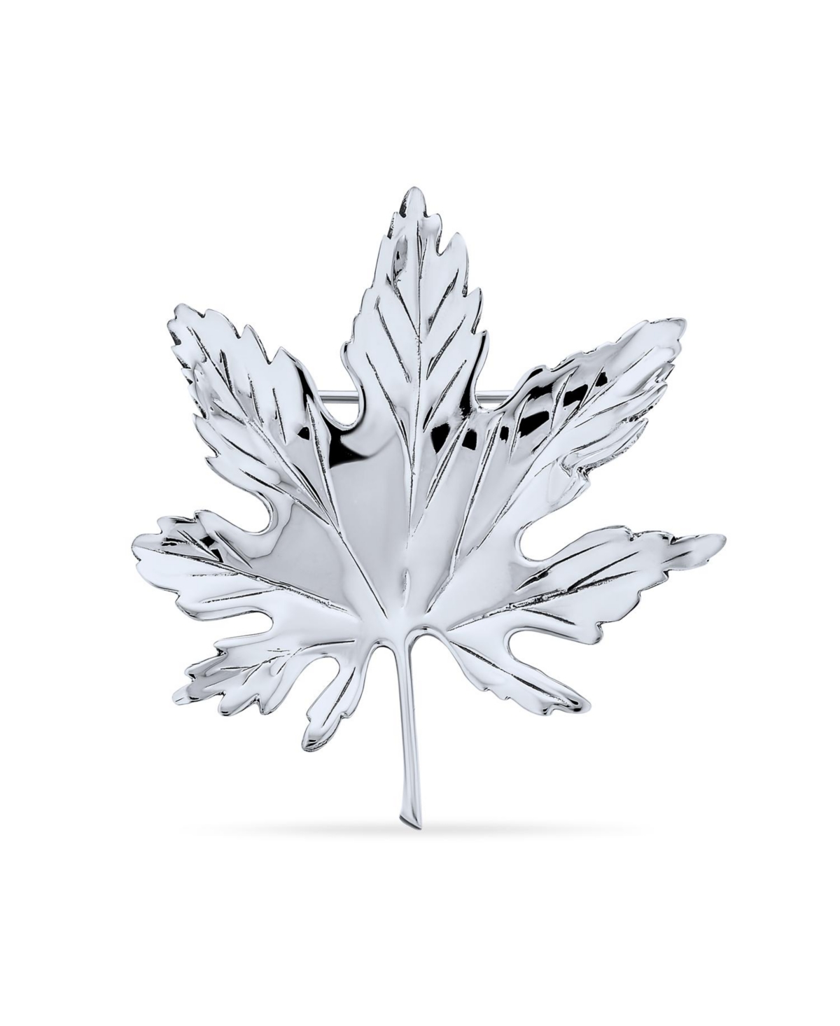 Large Canada National Symbol Maple Leaf Pin Brooch Maple Tree Western Jewelry For Women Accessory .925 Sterling Silver Polished - Silver
