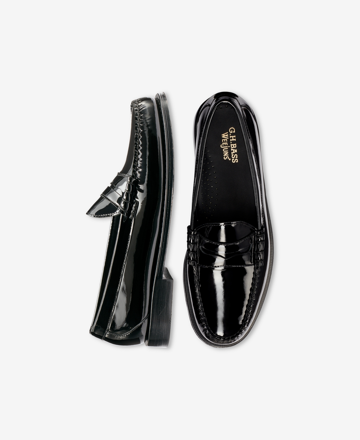 Gh Bass G.h.bass Men's Larson Monogram Heritage Weejuns Loafers In Black Patent
